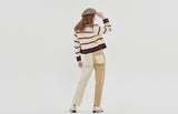 ロマンティッククラウン(ROMANTIC CROWN) CLASSIC LOGO STRIPE CARDIGAN_OATMEAL