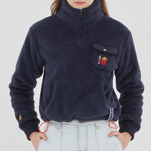 ロマンティッククラウン(ROMANTIC CROWN) UNLOCK YOUR MIND FLEECE ANORAK_NAVY