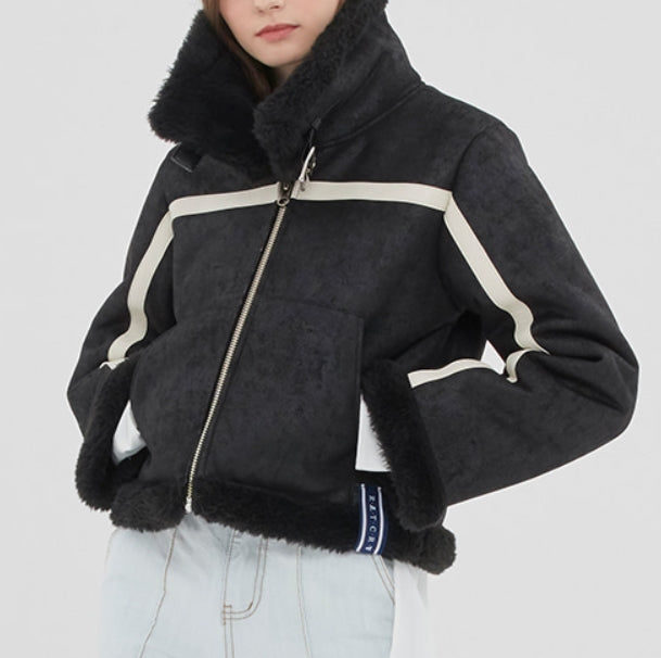 ロマンティッククラウン(ROMANTIC CROWN) GNAC SHORT MOUTON JACKET_BLACK