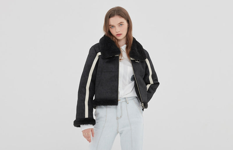 ロマンティッククラウン(ROMANTIC CROWN) GNAC SHORT MOUTON JACKET_BLACK