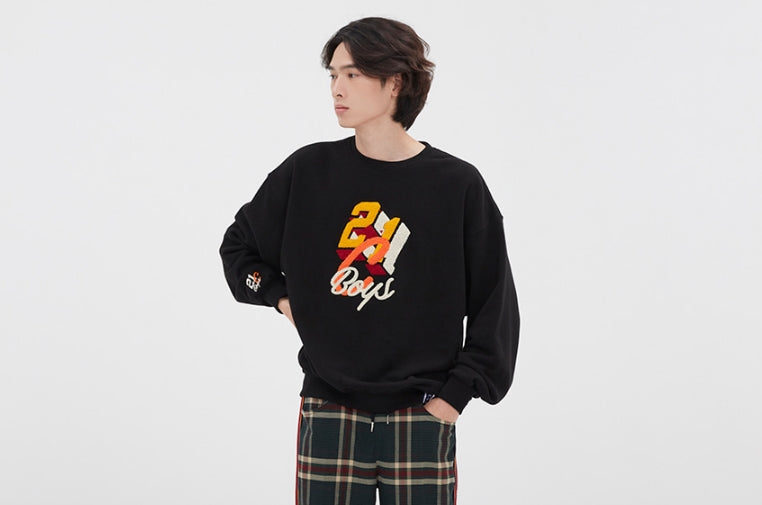ロマンティッククラウン(ROMANTIC CROWN)  COLOR LOGO SWEATSHIRT_BLACK