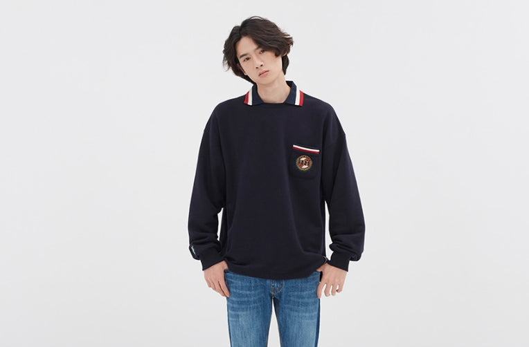 ロマンティッククラウン(ROMANTIC CROWN) 21C BOYS COLLAR CREWNECK_NAVY