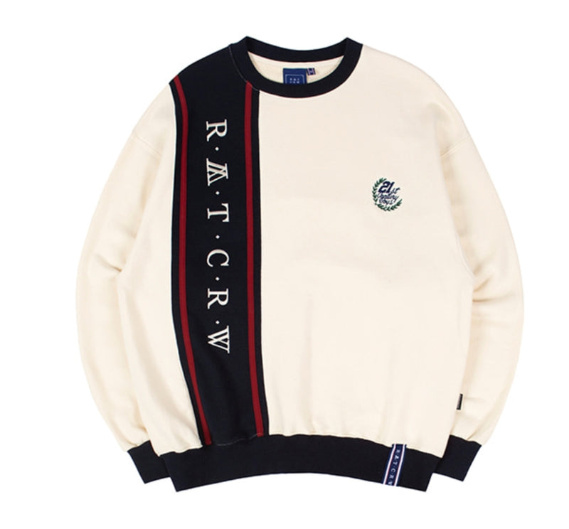 ロマンティッククラウン(ROMANTIC CROWN) CROSS LINE SWEATSHIRT_OATMEAL