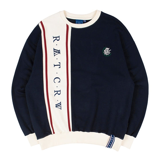 ロマンティッククラウン(ROMANTIC CROWN) CROSS LINE SWEATSHIRT_NAVY