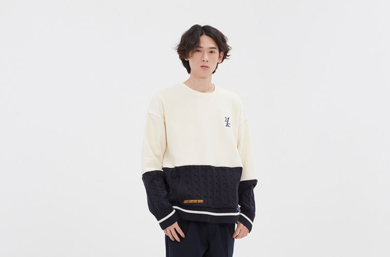 ロマンティッククラウン(ROMANTIC CROWN) MIX FABRIC SWEATSHIRT_OATMEAL