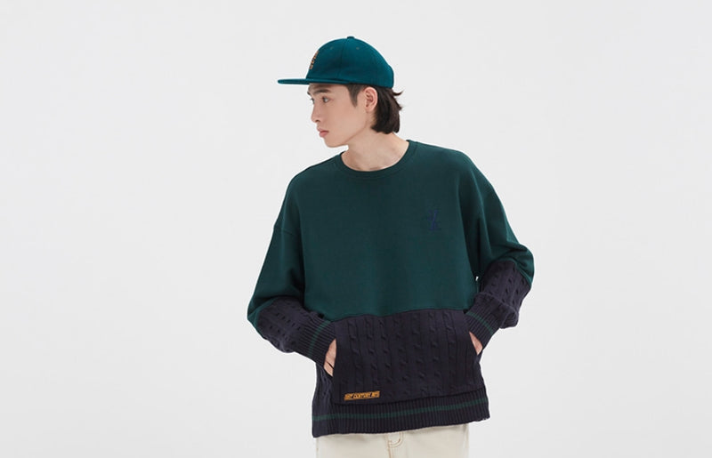 ロマンティッククラウン(ROMANTIC CROWN) MIX FABRIC SWEATSHIRT_GREEN