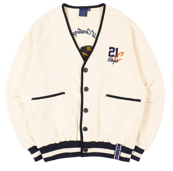 ロマンティッククラウン(ROMANTIC CROWN)  CLASSIC LOGO COTTON CARDIGAN_OATMEAL