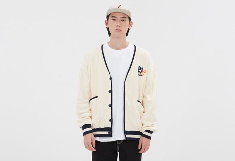 ロマンティッククラウン(ROMANTIC CROWN)  CLASSIC LOGO COTTON CARDIGAN_OATMEAL