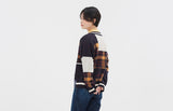 ロマンティッククラウン(ROMANTIC CROWN)SQUARE CHECK KNIT CARDIGAN_NAVY