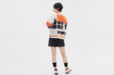 ロマンティッククラウン(ROMANTIC CROWN)SQUARE CHECK KNIT CARDIGAN_ORANGE