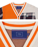 ロマンティッククラウン(ROMANTIC CROWN)SQUARE CHECK KNIT CARDIGAN_ORANGE