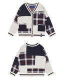 ロマンティッククラウン(ROMANTIC CROWN)SQUARE CHECK KNIT CARDIGAN_OATMEAL