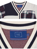 ロマンティッククラウン(ROMANTIC CROWN)SQUARE CHECK KNIT CARDIGAN_OATMEAL