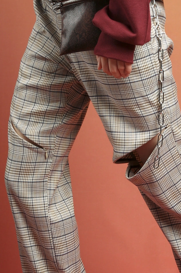 イーエスシースタジオ(ESC STUDIO) Zipper slacks (check)
