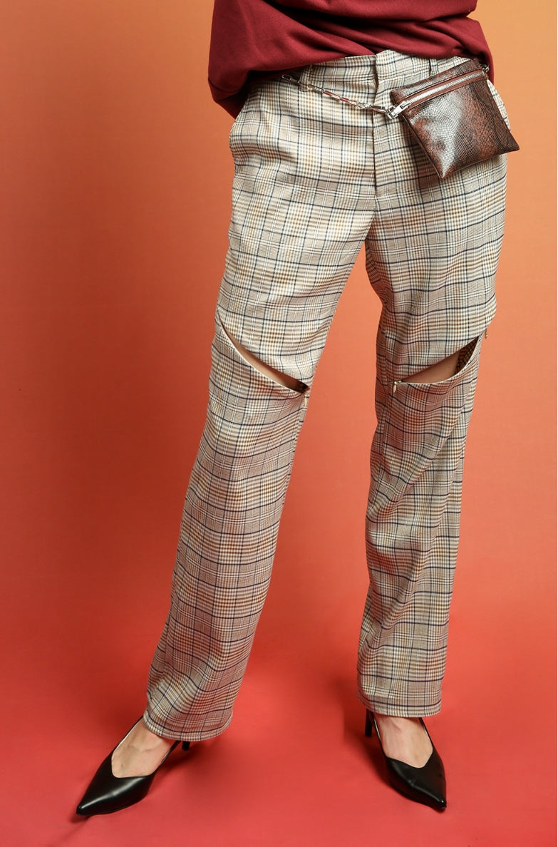 イーエスシースタジオ(ESC STUDIO) Zipper slacks (check)