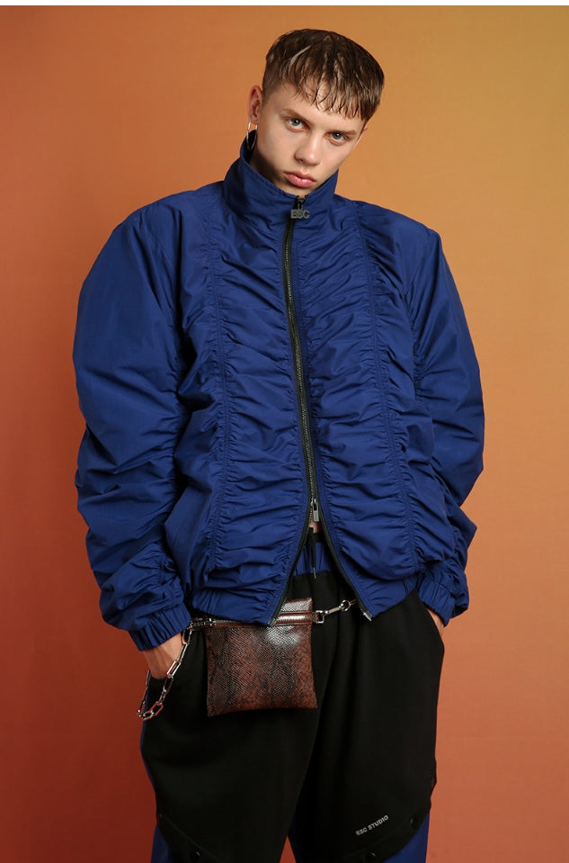 イーエスシースタジオ(ESC STUDIO) Shirring blouson (blue)