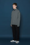 スローアシッド(SLOW ACID)  Stripe Turtleneck Long-T (BLACK)