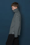 スローアシッド(SLOW ACID)  Stripe Turtleneck Long-T (BLACK)