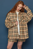 スローアシッド(SLOW ACID)　 Pocket Lettering Check Shirt (BEIGE)