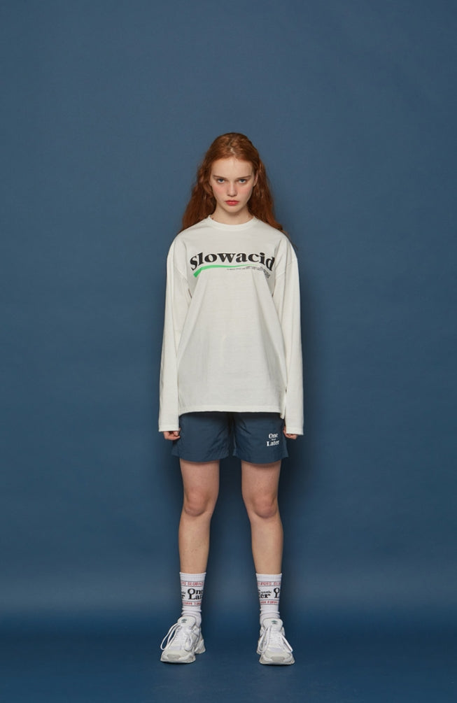 スローアシッド(SLOW ACID) Neon Logo Long-T (WHITE)