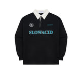 スローアシッド(SLOW ACID) Shirt Collar Sweatshirt (BLACK)