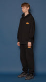 スローアシッド(SLOW ACID)  Leather Patch Sweatpants (BLACK)