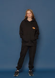 スローアシッド(SLOW ACID)  Leather Patch Sweatpants (BLACK)