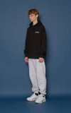 スローアシッド(SLOW ACID) Leather Patch Sweatpants (PALE MELANGE)