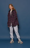 スローアシッド(SLOW ACID) Hood Check Shirt (VIOLET)