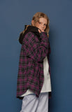 スローアシッド(SLOW ACID) Hood Check Shirt (VIOLET)