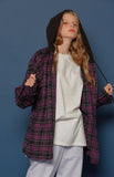 スローアシッド(SLOW ACID) Hood Check Shirt (VIOLET)