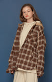 スローアシッド(SLOW ACID) Hood Check Shirt (BEIGE)