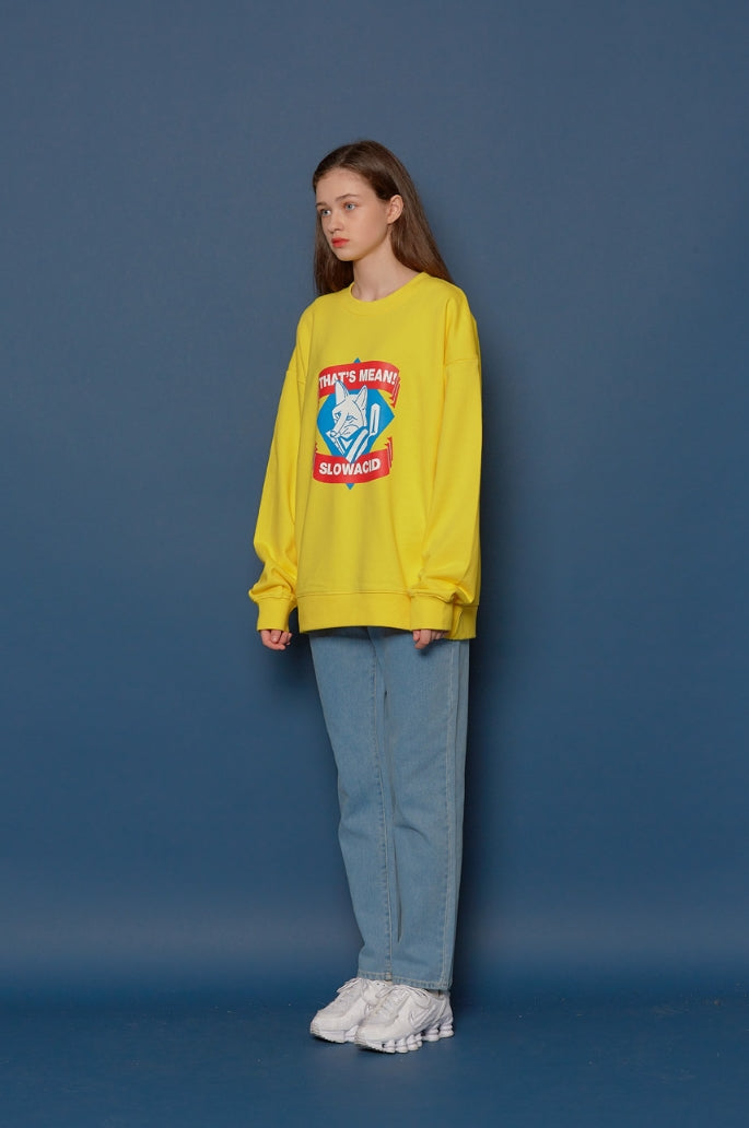 スローアシッド(SLOW ACID)Fox Logo Sweatshirt (YELLOW)