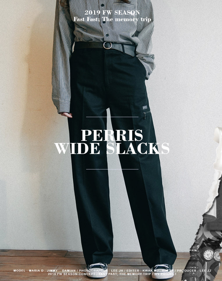 ダブルユーブイプロジェクト(WV PROJECT) PERRIS WIDE SLACKS BLACK CJLP7314