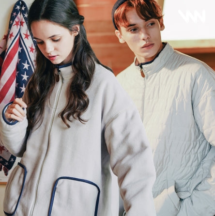 ダブルユーブイプロジェクト(WV PROJECT) DILL LINE REVERSIBLE FLEECE ZIPUP BEIGE MJOT7296