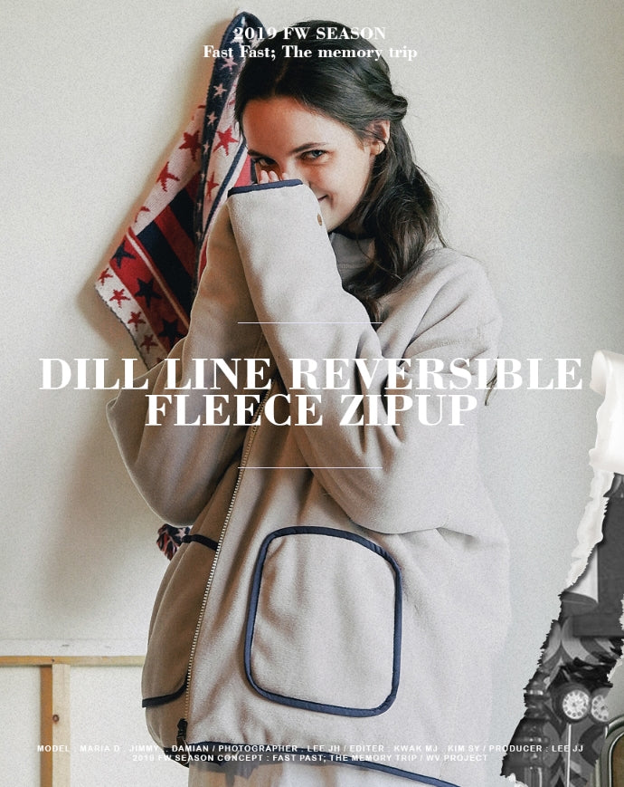ダブルユーブイプロジェクト(WV PROJECT) DILL LINE REVERSIBLE FLEECE ZIPUP BEIGE MJOT7296