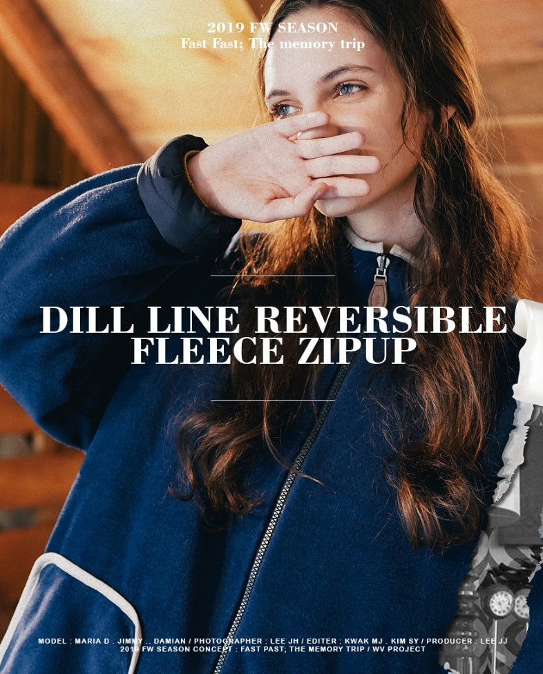 ダブルユーブイプロジェクト(WV PROJECT) DILL LINE REVERSIBLE FLEECE ZIPUP NAVY MJOT7296