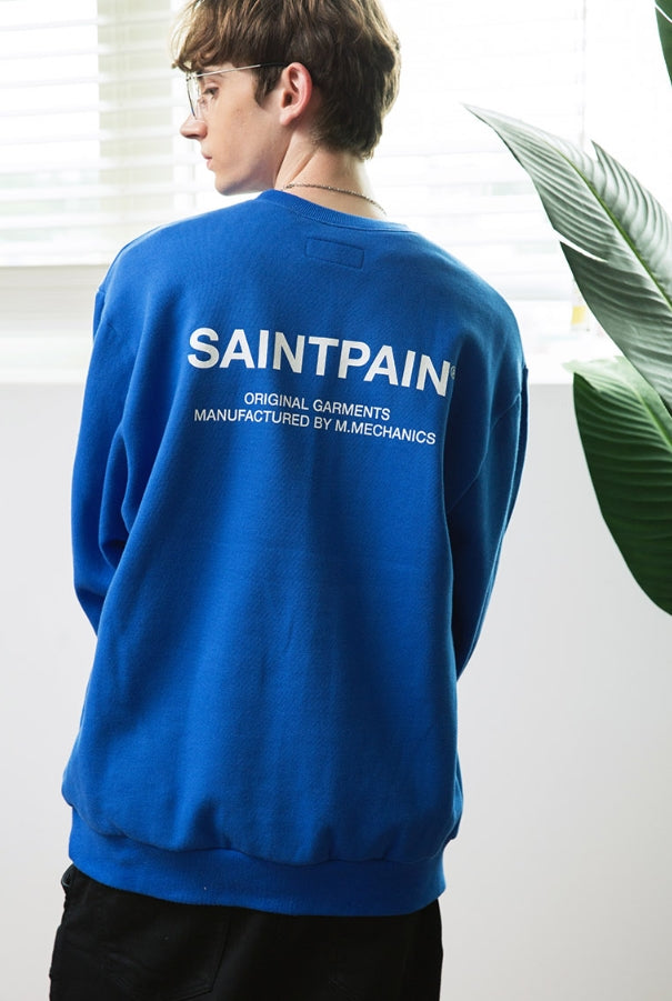 セイントペイン(SAINTPAIN)SP VARIATION LOGO CREW NECK-BLUE