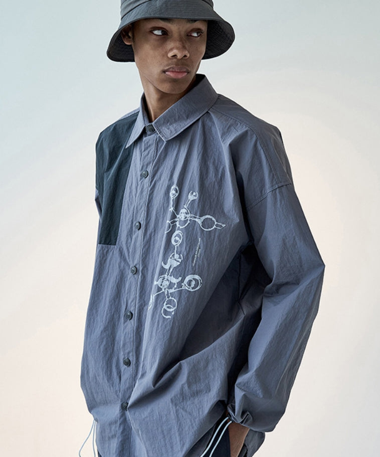 オベルー(OVERR) 19FW COLOR BLOCKED GRAY SHIRTS