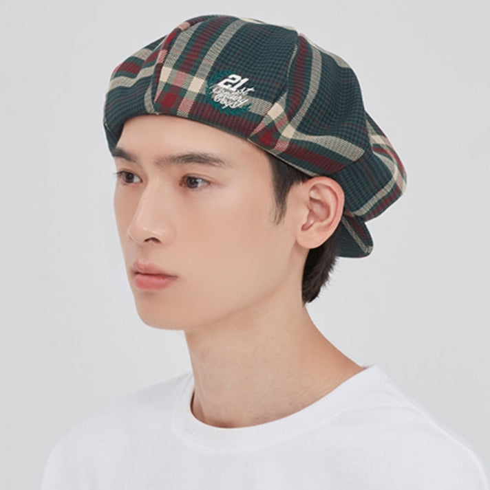 ロマンティッククラウン(ROMANTIC CROWN) OLD CHECK NEWSBOY CAP_GREEN