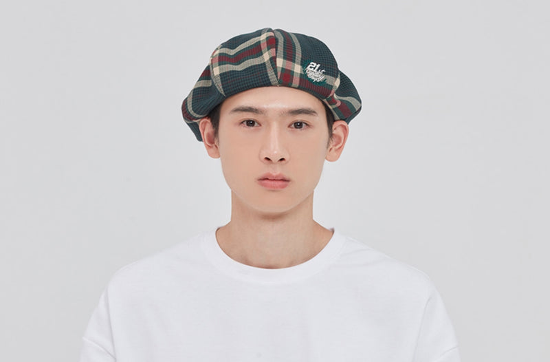 ロマンティッククラウン(ROMANTIC CROWN) OLD CHECK NEWSBOY CAP_GREEN