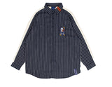 ロマンティッククラウン(ROMANTIC CROWN)STRIPED REVERSE KNIT SHIRT_NAVY