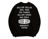 ロマンティッククラウン(ROMANTIC CROWN) 10th Good Life Sweat Shirt_Black