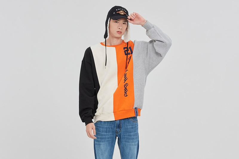 ロマンティッククラウン(ROMANTIC CROWN)CLASSIC LOGO MIX SWEATSHIRT_ORANGE