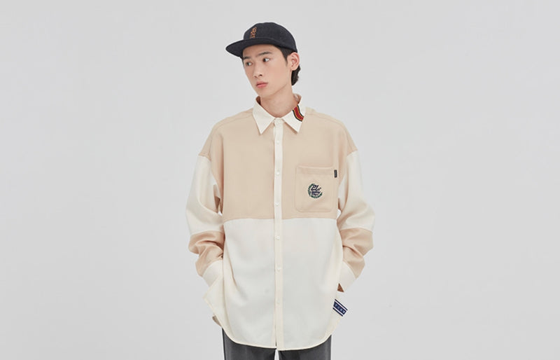 ロマンティッククラウン(ROMANTIC CROWN) UP AND DOWN BLOCK SHIRT_BEIGE