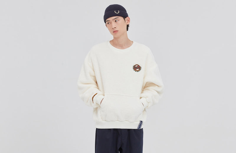 ロマンティッククラウン(ROMANTIC CROWN) ALL FLEECE POCKET CREW NECK_OATMEAL