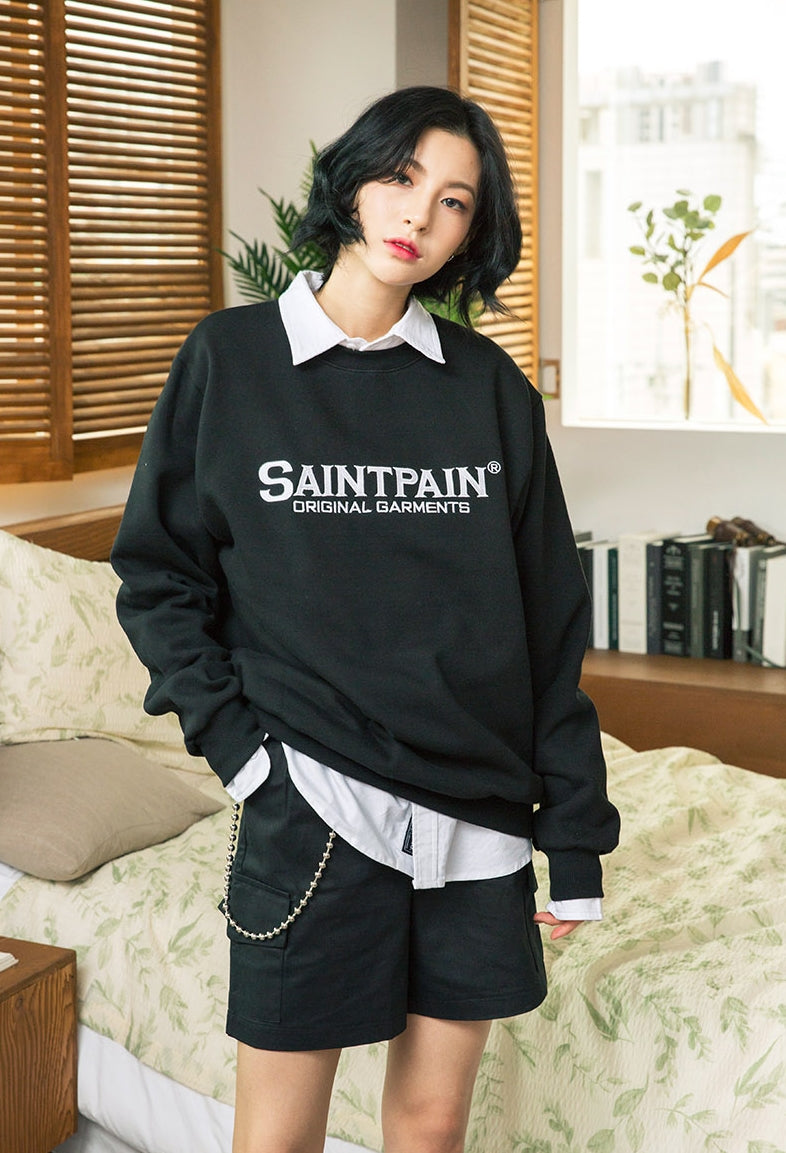 セイントペイン(SAINTPAIN)  SP OG LOGO CREW NECK-BLACK