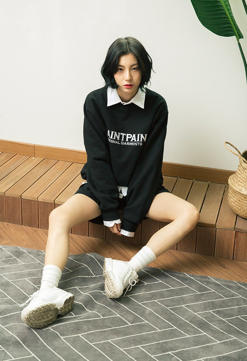 セイントペイン(SAINTPAIN)  SP OG LOGO CREW NECK-BLACK