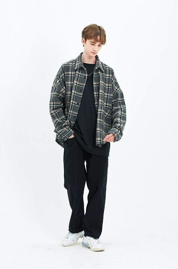 セイントペイン(SAINTPAIN) SP OVER SIZED POCKET SHIRTS-GRAY