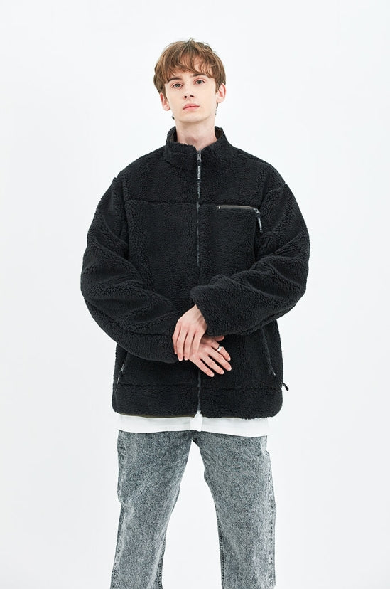 セイントペイン(SAINTPAIN)  SP OG LOGO REVERSIBLE FLEECE JACKET-BLACK